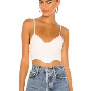 NBD REVOLVE LACEY CROPPED BUSTIER TOP IN WHITE